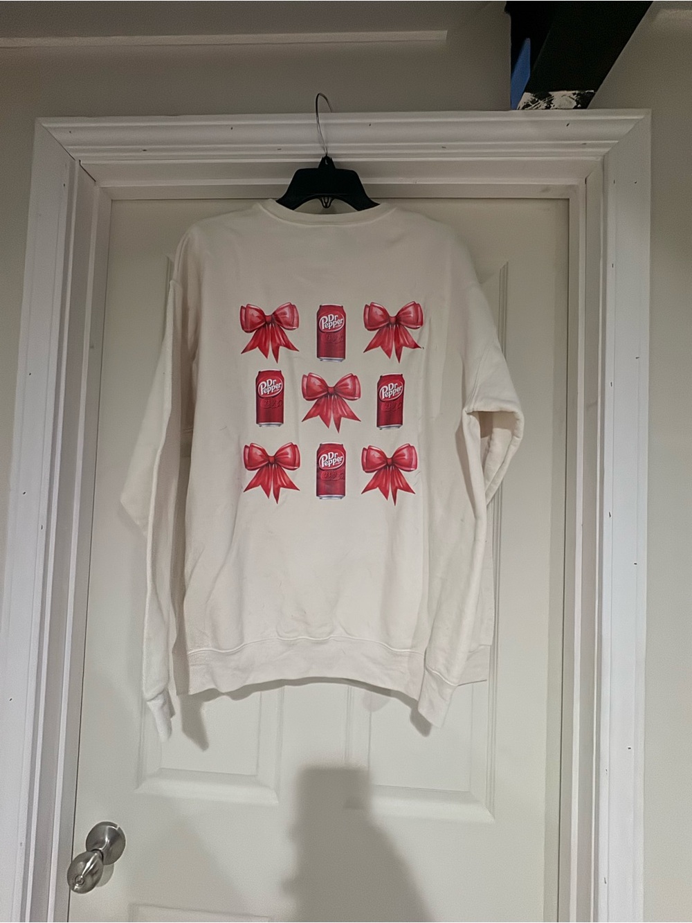 Custom made Dr Pepper White Crewneck Sweatshirt with Pink Logo - Picture 2 of 4